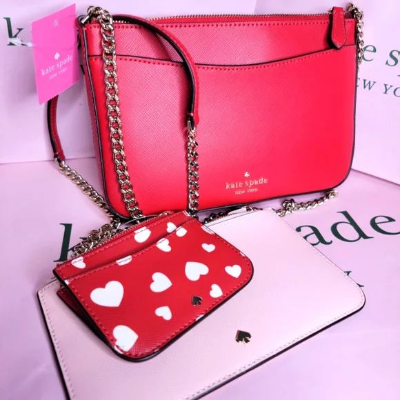 ♠️Kate Spade Staci Triple Crossbody Heart Pop NWT
